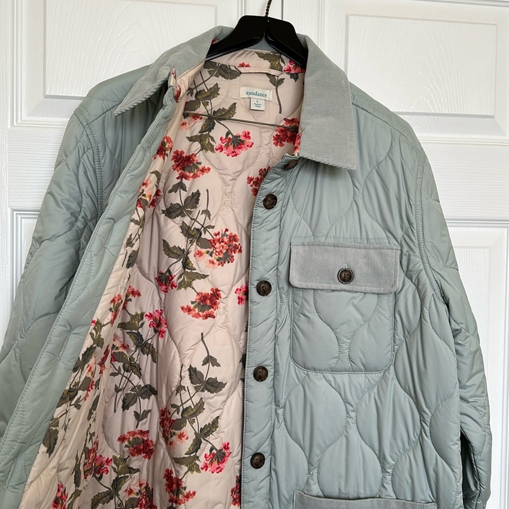 Sundance catalog ice blue hutchkiss quilted jacket size L